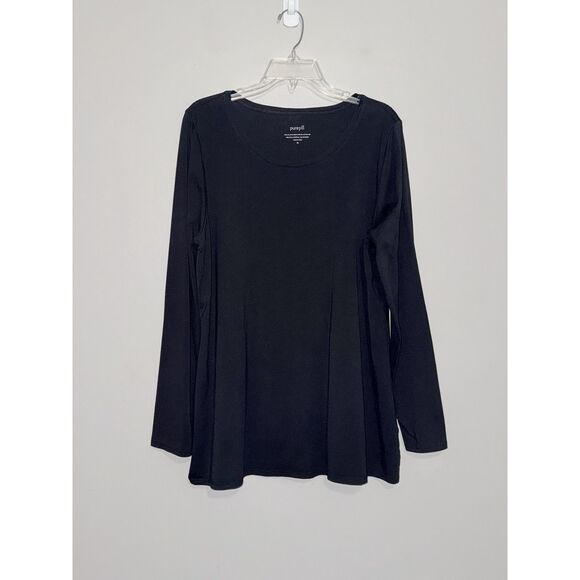 Pure J Jill Long Sleeve Stretch Cotton Tee Shirt Black Top Casual Minimalist XL - Picture 4 of 10
